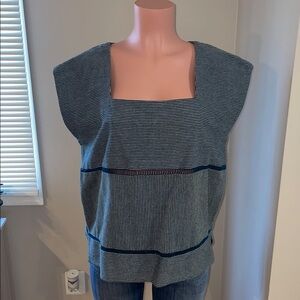 Frye Railroad Stripe Shell oversized Cotton Top Total Eclipse